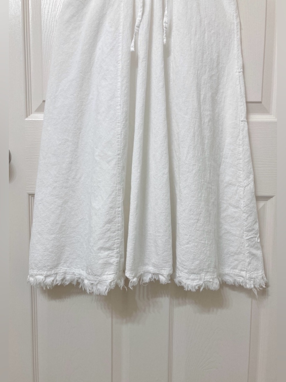 White Deep V Neck Peruvian Cotton Strappy Sundress Size Large Coastal Vacation - Picture 7 of 10